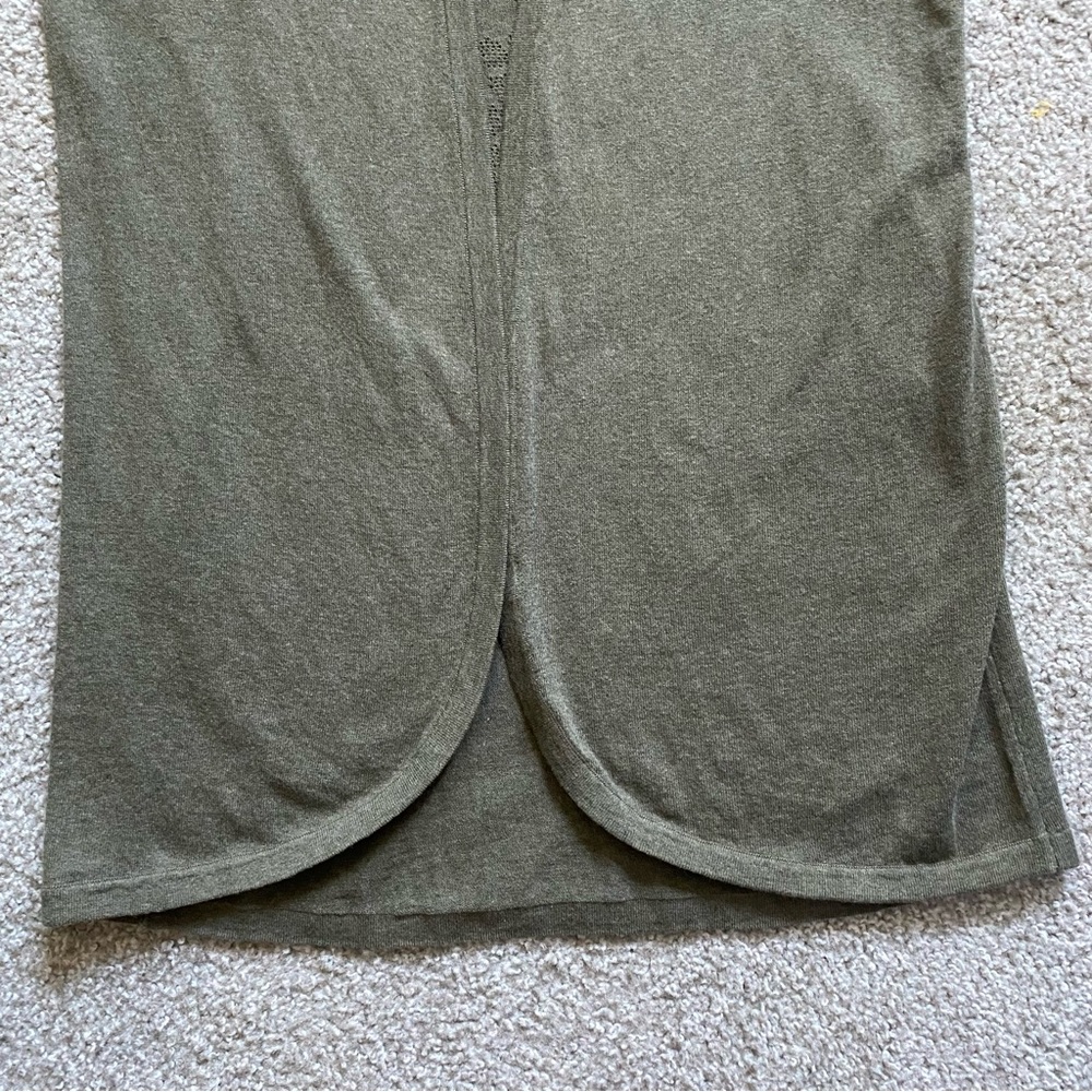 PURE J. JILL Olive Green Open Front 3/4 Sleeve Cardigan - Picture 10 of 11